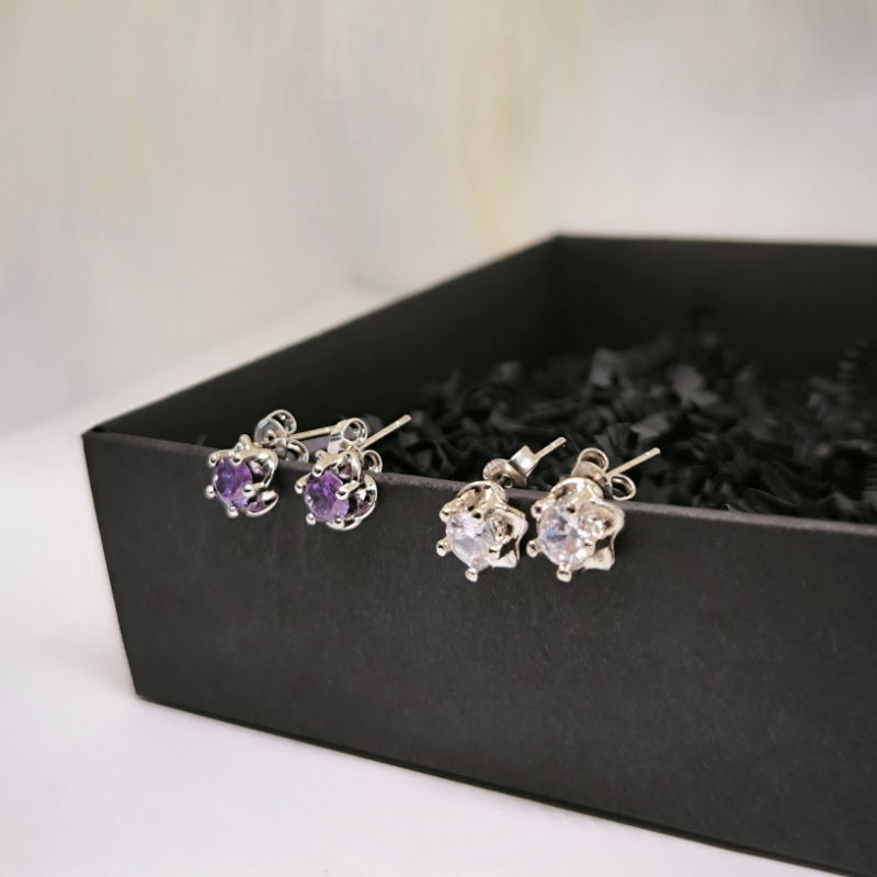 Eleganti auskari klasiskās formās ar cirkoniju