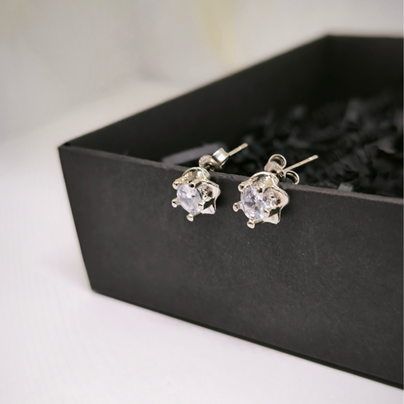 Eleganti auskari klasiskās formās ar cirkoniju