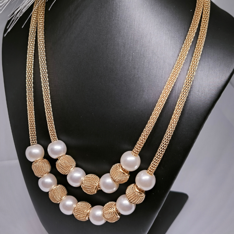 Dubultā pērļu imitācijas kaklarota