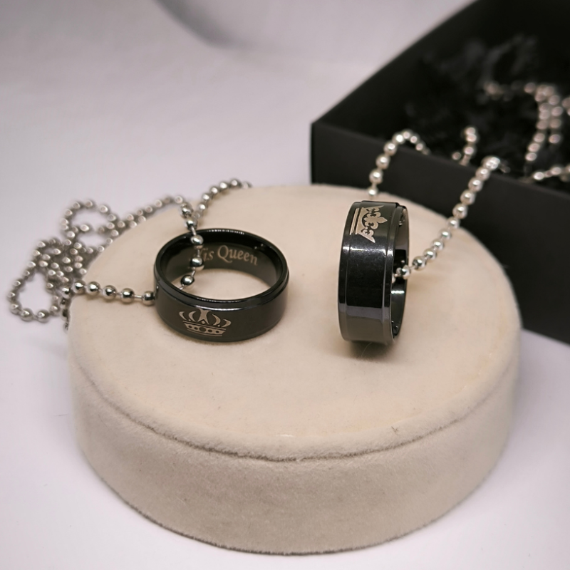 Pāra kaklarotu komplekts "King and Queen rings"