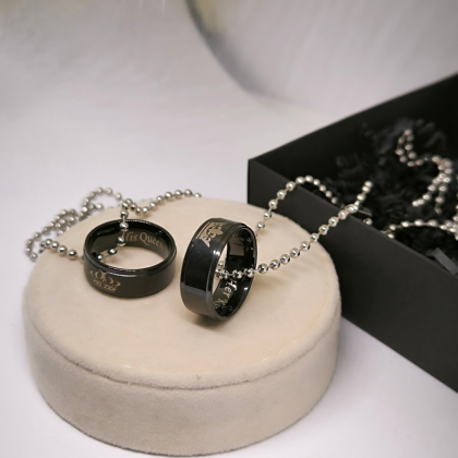 Pāra kaklarotu komplekts "King and Queen rings"