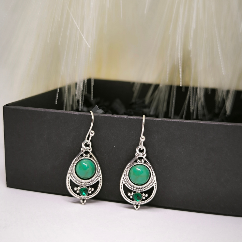 Bohēmas stila auskari "Zaļums"