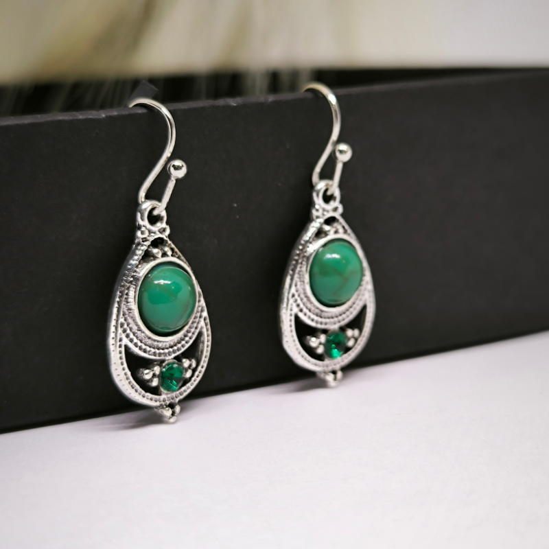 Bohēmas stila auskari "Zaļums"