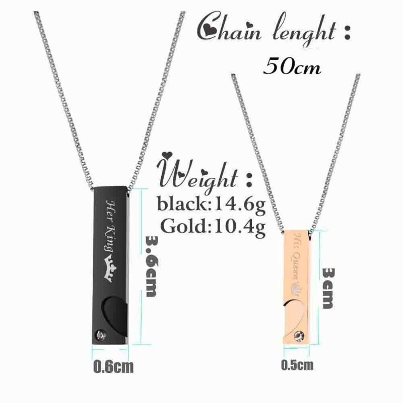 Nerūsējošā tērauda kakla aksesuāri pārim Her King - His Queen