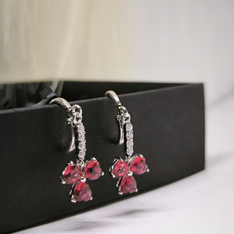 Sieviešu auskari ar sirds formas cirkonu