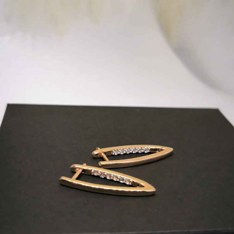 Rozā zelta krāsas sieviešu auskari ar cirkoniju