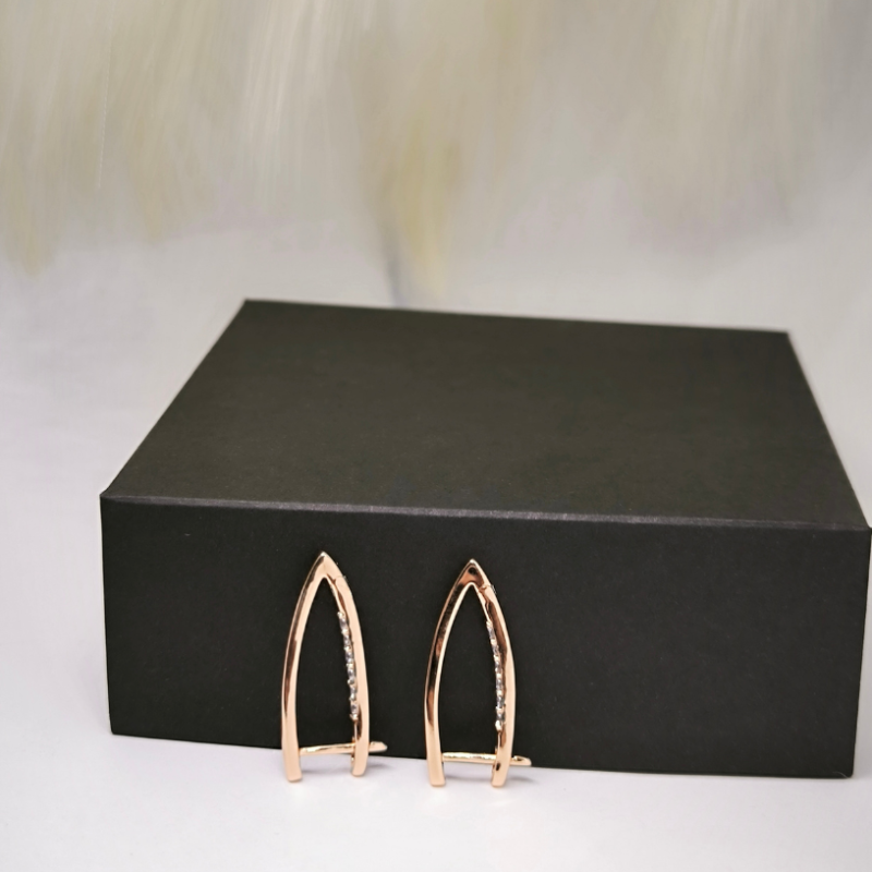 Rozā zelta krāsas sieviešu auskari ar cirkoniju