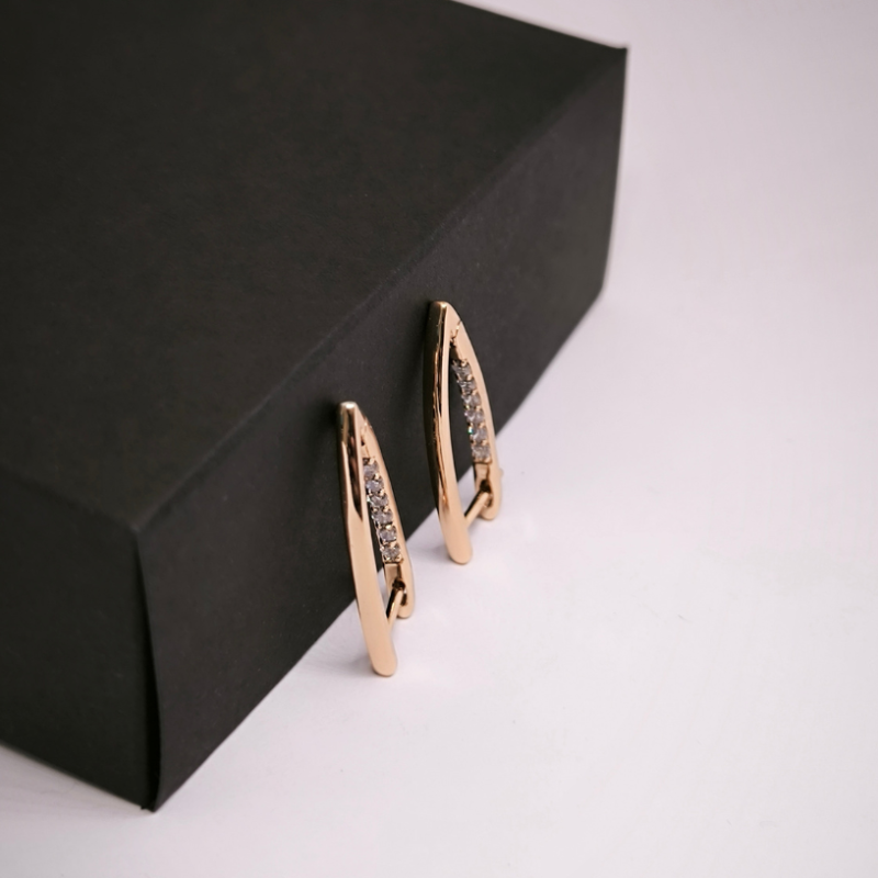 Rozā zelta krāsas sieviešu auskari ar cirkoniju