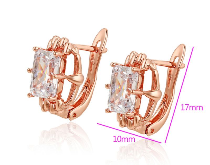 Svētku rozā zelta krāsas auskari ar cirkoniju