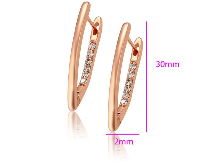 Rozā zelta krāsas sieviešu auskari ar cirkoniju