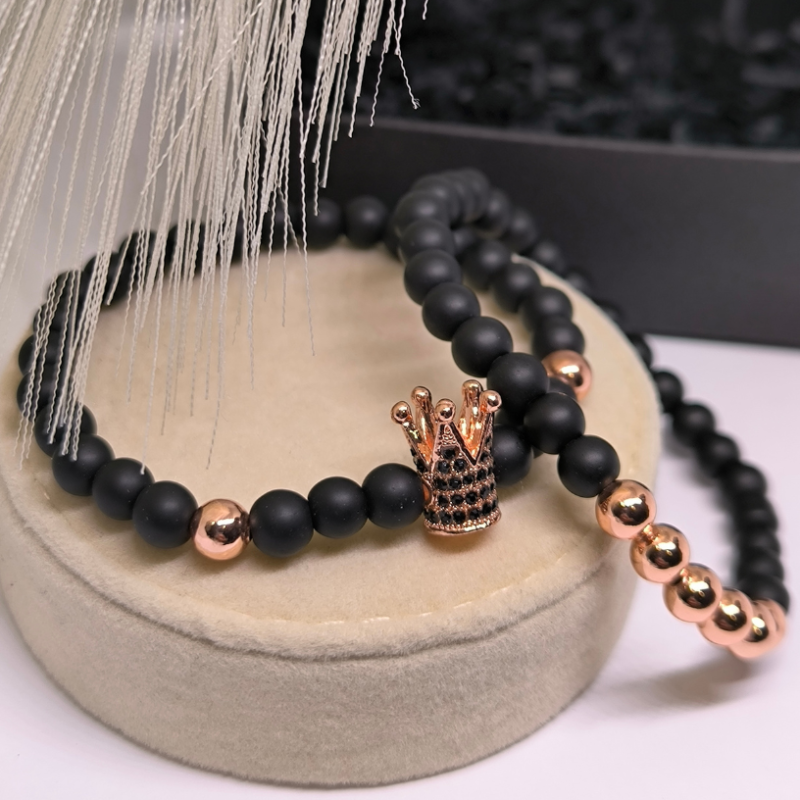 Oniksa akmens krellīšu rokassprādžu komplekts