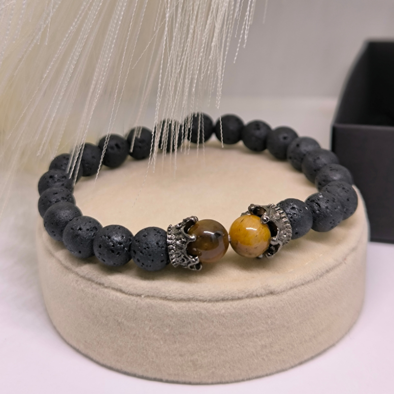 Lavas krellīšu rokassprādžu komplekts ar tīģera aci