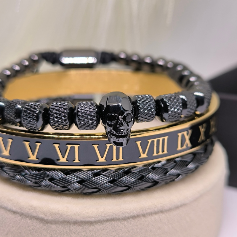 Vīriešu rokassprādžu komplekts no nerūsējošā tērauda