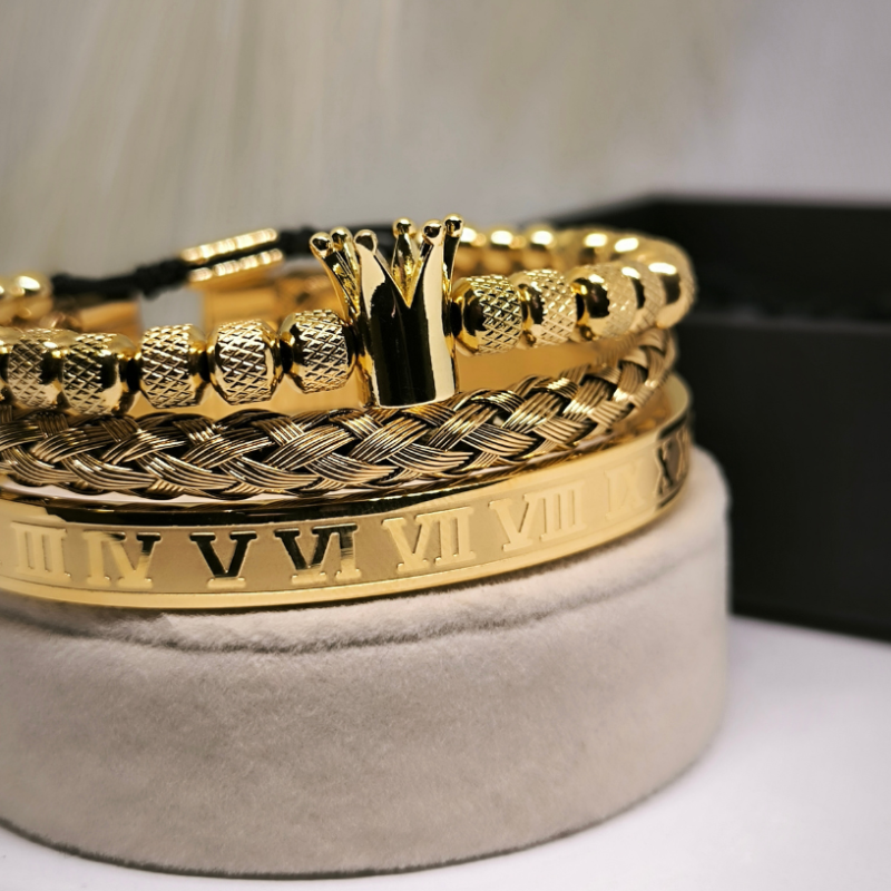 Stilīgu vīriešu rokassprādžu komplekts no nerūsējošā tērauda