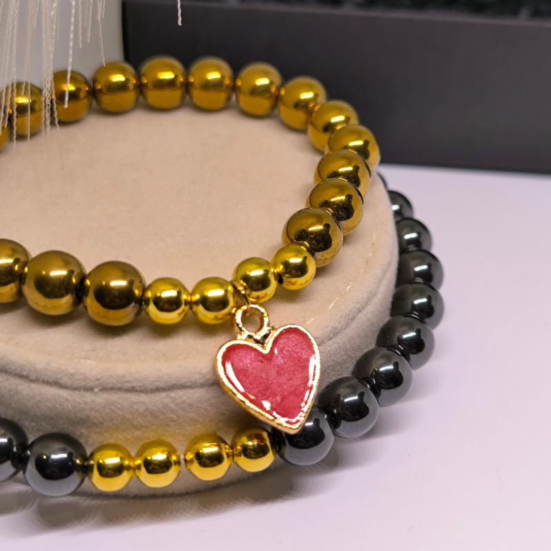 Rokassprādzes pārim ar hematītu „Sirdžu harmonija“