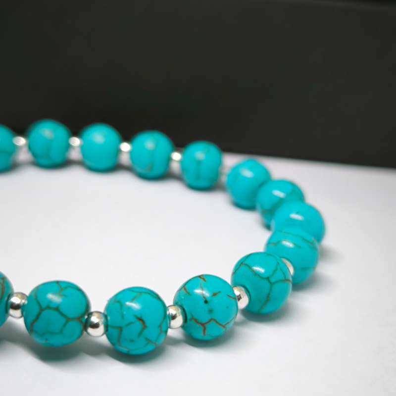 Rokassprādze "Mama" ar tirkīza akmeņiem, roku darbs