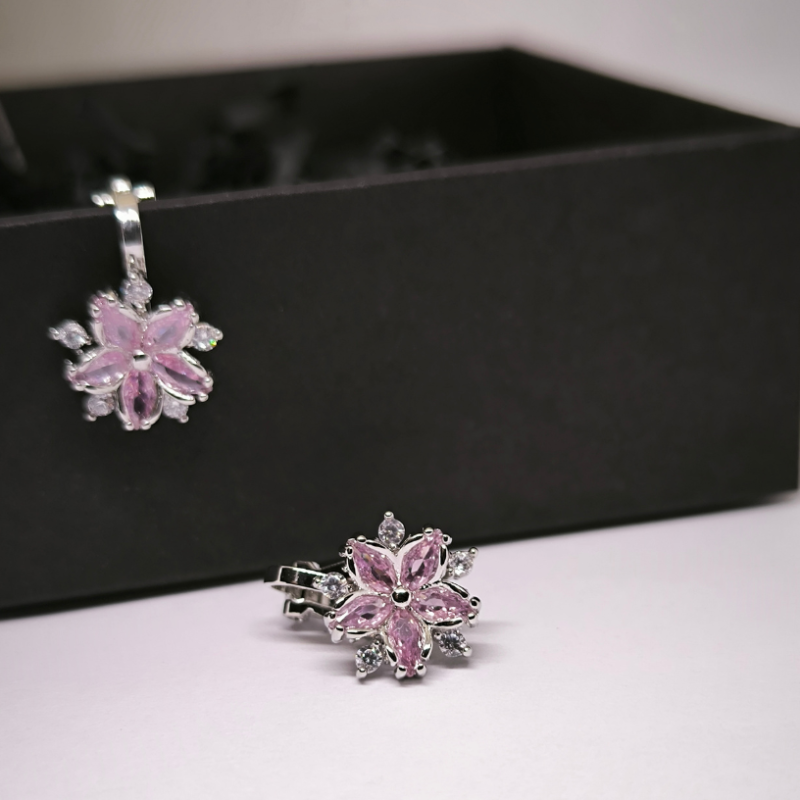 Auskari-klipši „Rozā zieds“