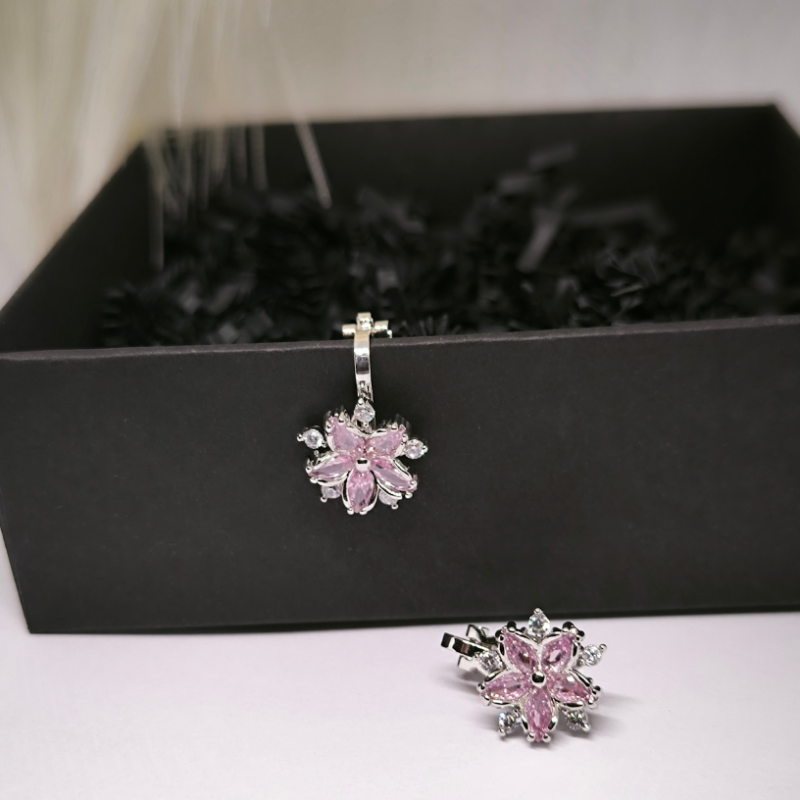 Auskari-klipši „Rozā zieds“