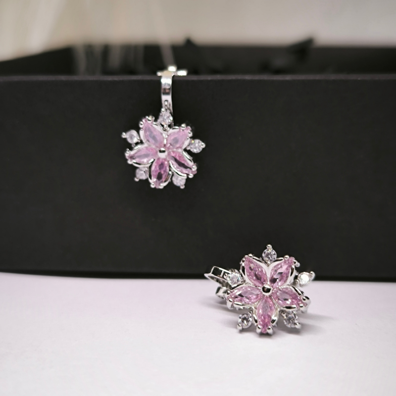 Auskari-klipši „Rozā zieds“