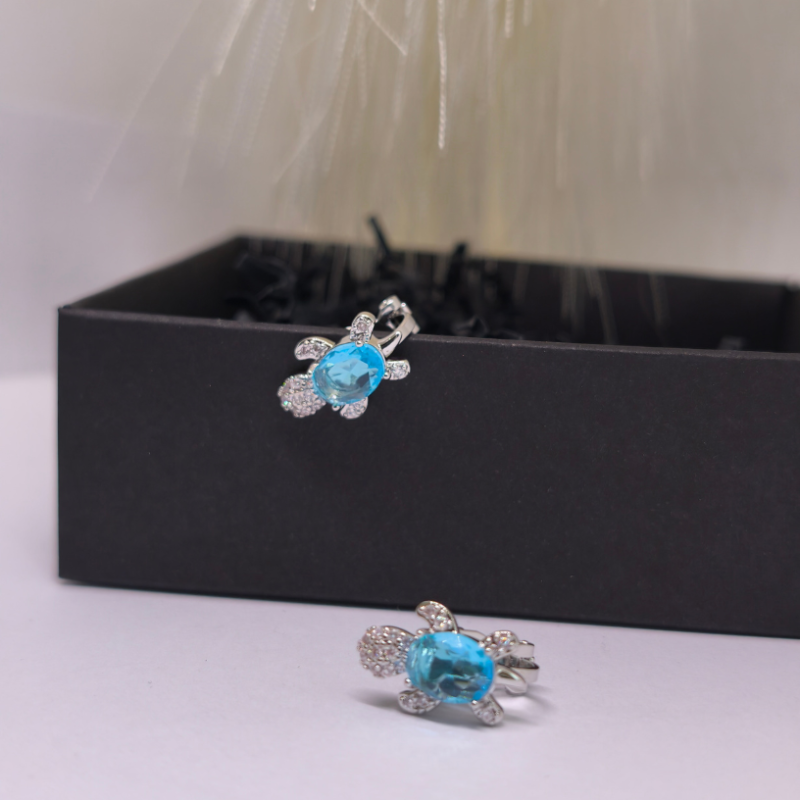 Auskari-klipši "Zilā bruņurupuča"