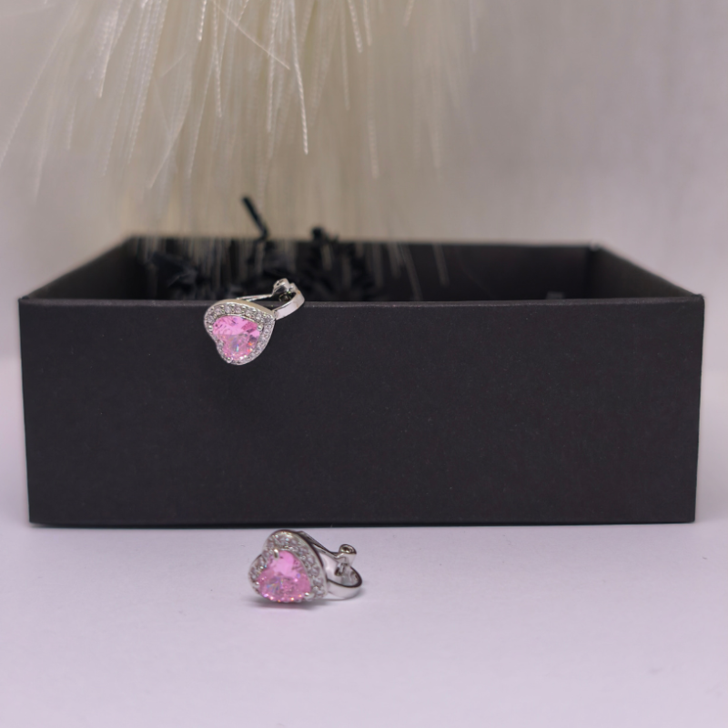 Auskari-klipši „Rozā sirsniņa“