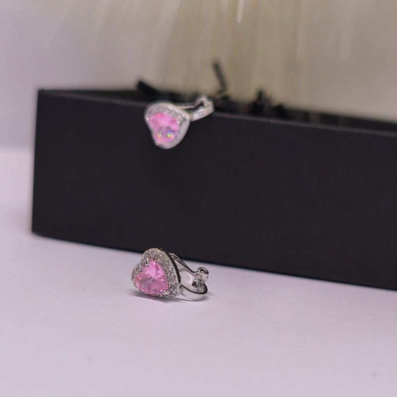 Auskari-klipši „Rozā sirsniņa“